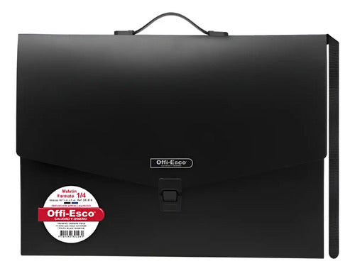 Carpeta Maletín Tamaño 1/4 Offi Esco Ref. Oe-816 Negro Azul