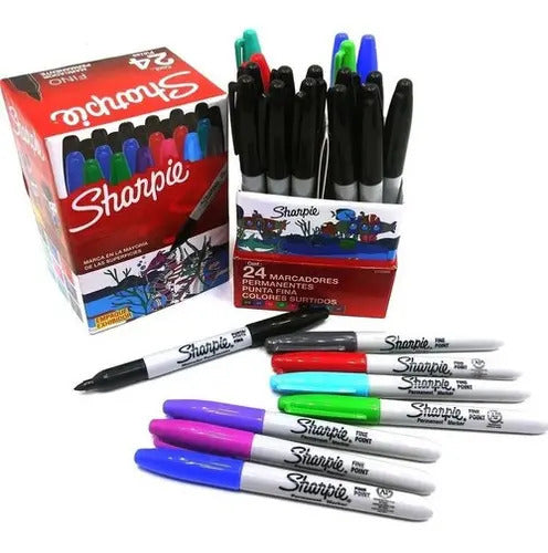 Marcadores Permanente Sharpie Fino Exhibidor X 24 Unid