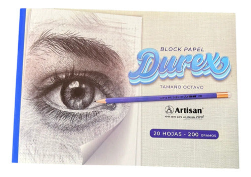 Block Papel Durex Tamaño 1/8 - 200gr X 20 Hojas Blanco