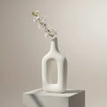 Jarrón Florero Decorativo Cerámica En Crudo 25x11x4.5cm Blanco Óvalo