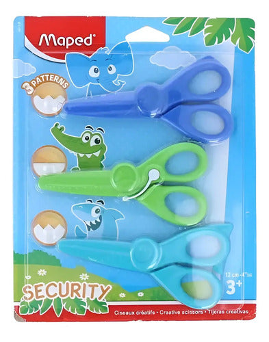 Tijeras 3 Patrones Maped X 3 Unidades Azul