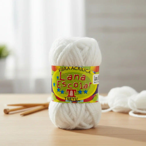 Lana Escolar Acrílica Blanca 16 Gr - 12 Unidades Blanco