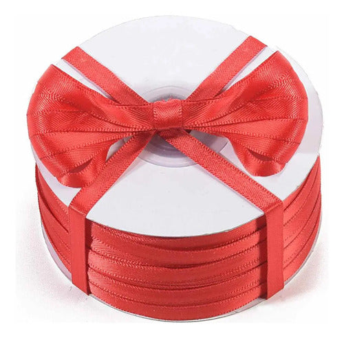 Cinta Rojo Raso Tela Satín Moños 100 Mts X 7mm Rojo 7mm X 100 Metros