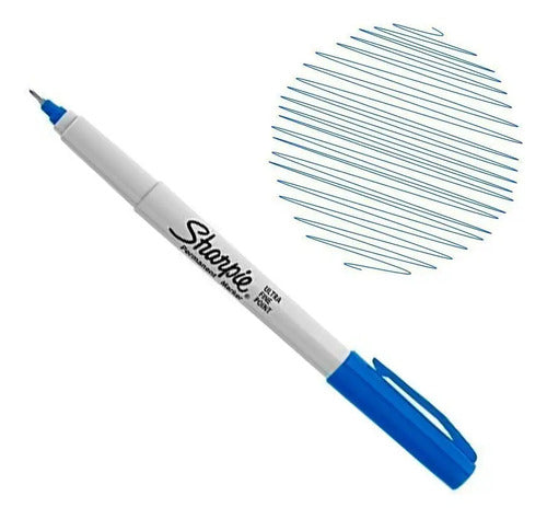 Micropunta Sharpie Ultrafino Azul Caja X 12 Unidades
