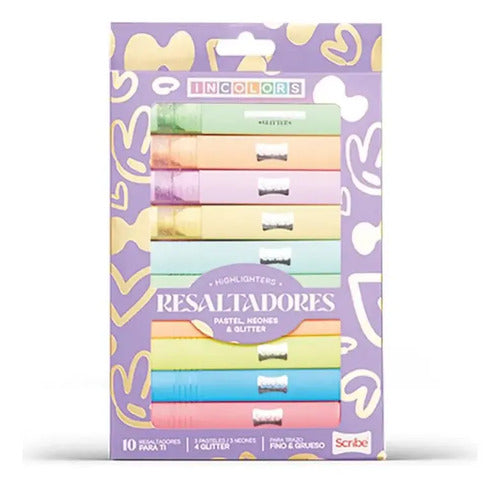 Resaltadores Scribe Incolors X 10 Colores