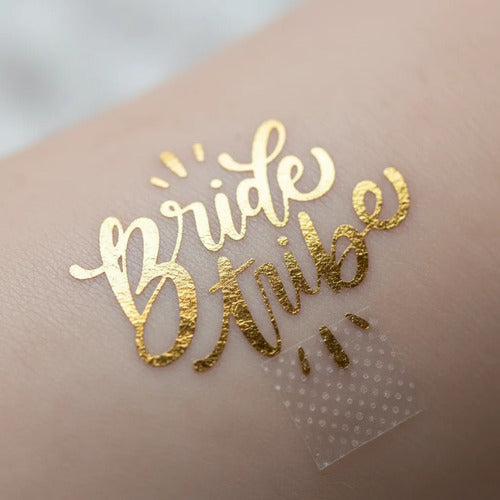 Tatuajes Temporales Despedida De Soltera Novia X 15 Unidades Dorado Bride