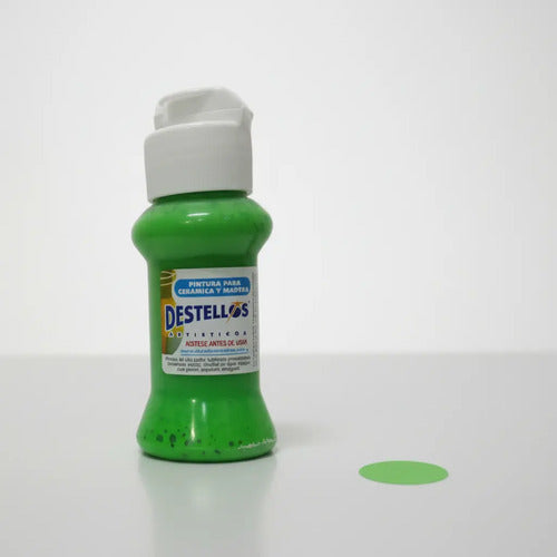 Pintura Cerámica Y Madera Destellos Color Verde Manzana