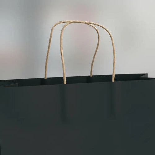 Bolsa Kraft Negra Manija 33x17x33cm - 10 Unidades Negro Bolsa Manija