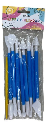 Kit Herramientas Plasticas Modelado Plastilina/arcilla X9und Azul