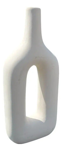Jarrón Florero Decorativo Cerámica En Crudo 25x11x4.5cm Blanco Óvalo