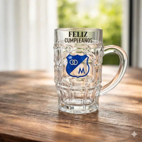 Vaso Cervecero Millonarios Feliz Cumpleaños Azul