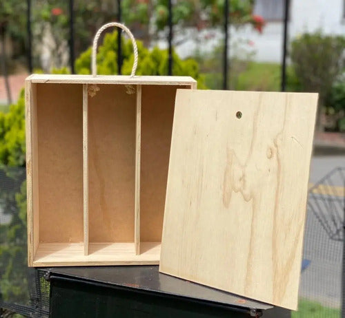 Caja Decorativa 3 Divisiones Madera Para Regalo 34x30x11 Cm  Madera Caja 3 Divisiones