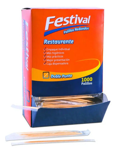 Palillos Redondos Empacados X 1.000 Unidades Madera Palillo