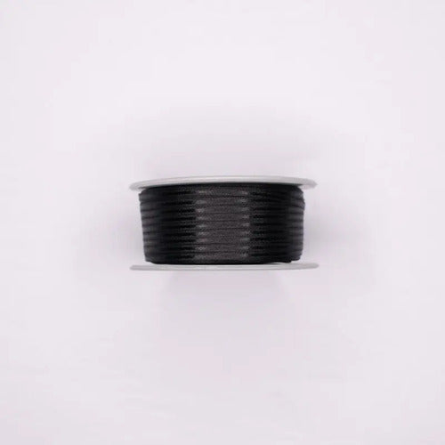 Cinta Negra Raso Tela Satín Moños 100 Mts X 3mm Negro