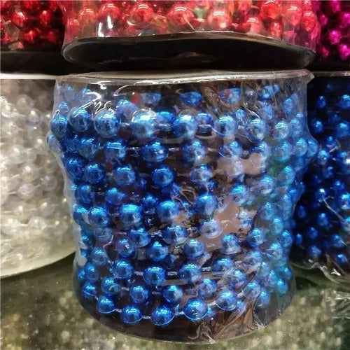 Rollo De Perlas Decorativas Azul 9 Metros X 8 Mm