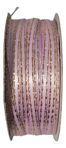 Cinta Lurex Oro Color Rosado Medio Raso Tela 100 Mts X 7mm Oro Rosa