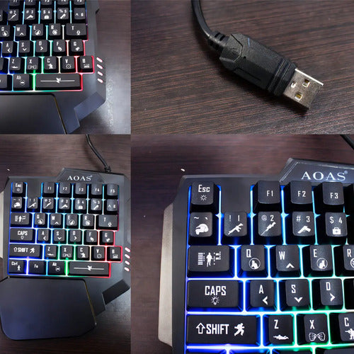 Teclado Gamer Aoas M-1100 Mecánico Qwerty Retroiluminado Rgb Antisalpicaduras Negro Español