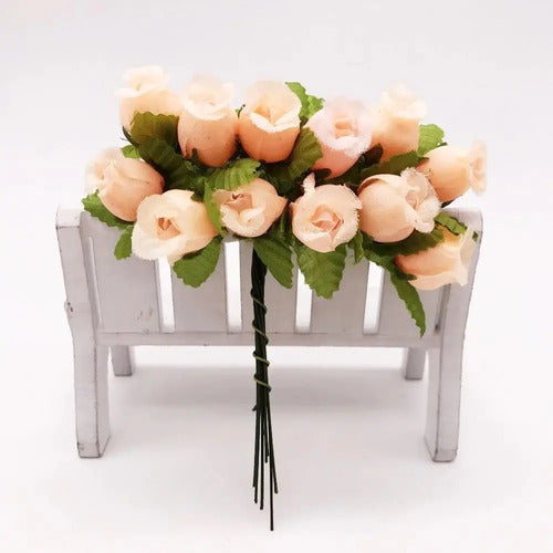 Mini Ramo X 12 Rosas Artificiales Pequeñas Decoración