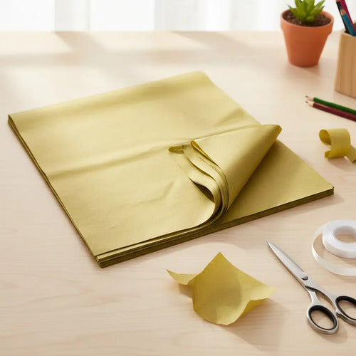 50 Pcs Papel Seda Dorado