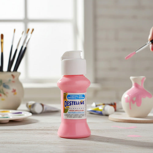 Pintura Cerámica Y Madera Destellos Color Rosado (pink)