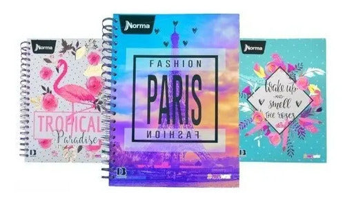 Cuaderno Grande Argollado Cuadriculado Mujer 80 Hojas