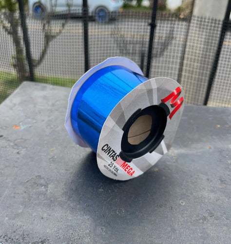 Cinta Papel Decorativa Moños Azul Metalizada 5cm X 23 Metros Azul 5cm