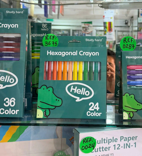 Crayón Tiza Pastel Al Oleo Hexagonal X 24 Colores Surtido