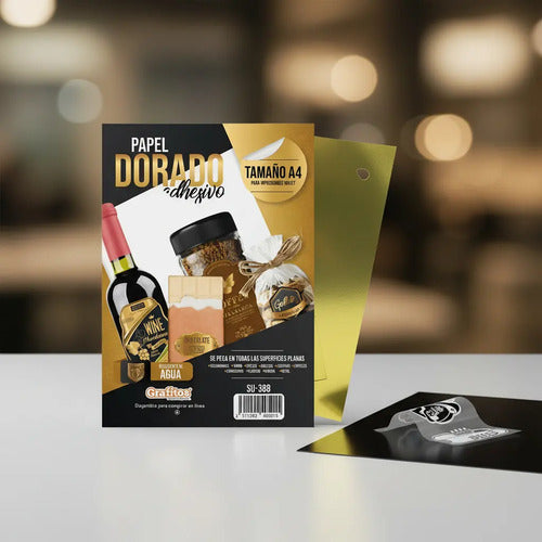 Papel Adhesivo Dorado Tamaño A4 - 20 Hojas Dorado Oscuro