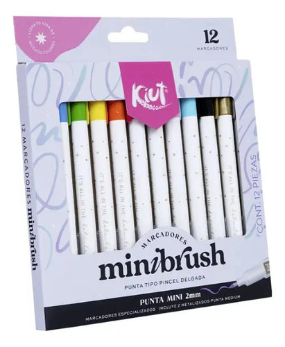 Marcadores Punta Pincel Delgado Kiut Minibrush X 12 Colores Minibrush