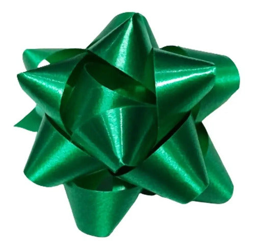 Moño Estrella Verde Para Regalo Diámetro 2.5cm X 100 Und
