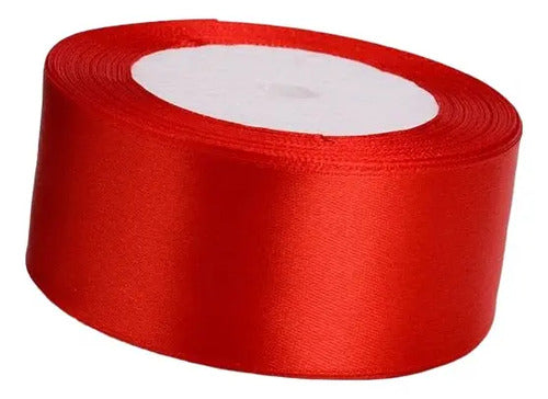 Cinta Color Rojo Raso Tela Satín Moños 30 Mts X 62mm  Rojo
