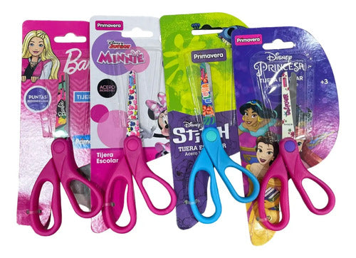 Tijeras Punta Roma Primavera Niños Estampada - 4 Unidades