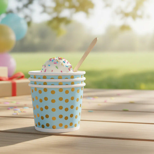 Vaso Desechable Ecológico Cartón Helado 6 Oz X 50 Unidades. Celeste