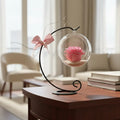 Rosa Preservada Rosada Regalo Soporte + Burbuja De Cristal Rosado