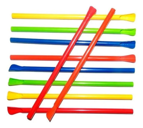 Pitillo Colores Con Cuchara Jumbo 7.3mm - 20cm X200 Unidades Surtido