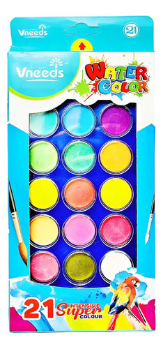Acuarela Estuche X 21 Colores + Pincel 21 Colores