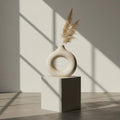 Jarrón Florero Decorativo Cerámica En Crudo 23x22x7cm Blanco Circular