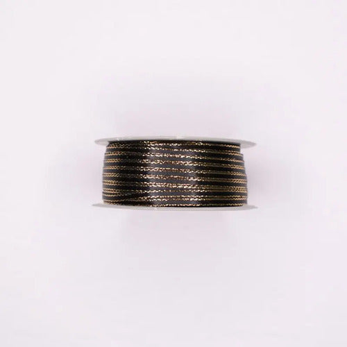 Cinta Lurex Oro Color Negro Raso Tela 100 Mts X 3mm Negro