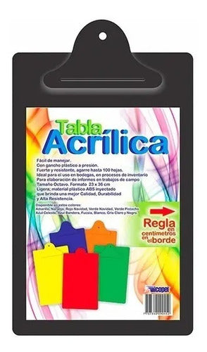 Tabla De Apoyo Planillero 1/8 Gancho Plástico X 6 Unidades