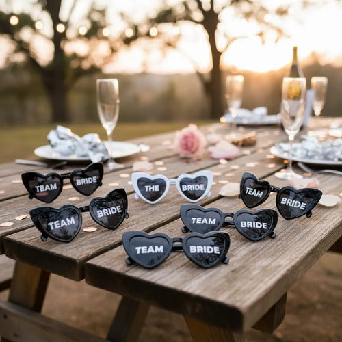 Gafas  Personalizadas Novia Y Damas De Honor X 6 Unidades Blanco Negro Despedida De Soltera