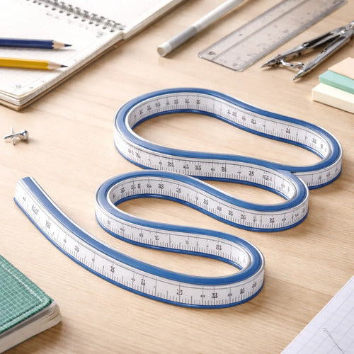 Regla Flexible Para Curvas 60 Cm Azul