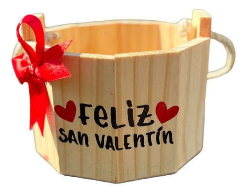 Cubeta De Madera Para Regalo San Valentin 15x13cm Madera San Valentín