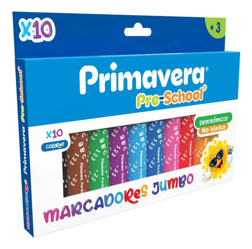 Marcadores Pre School Jumbo Primavera X 10 Colores