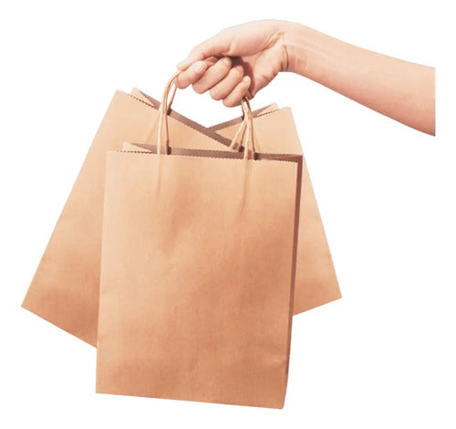 Bolsa Papel Kraft Con Manija 90gr  18x25.5x6 Cm X 10 Pcs