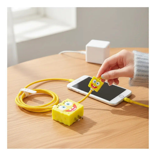 Protector Para Cable iPhone Bob Esponja  Amarillo
