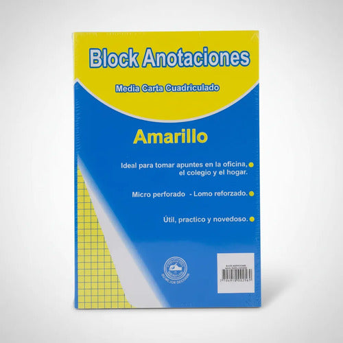 Block 1/2 Carta Apuntes Cuadros X 50 Hojas - 6 Unidades