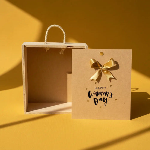 Caja Tapa Corrediza Madera Regalo Dia De La Mujer 28x24x9 Cm Madera Día De La Mujer