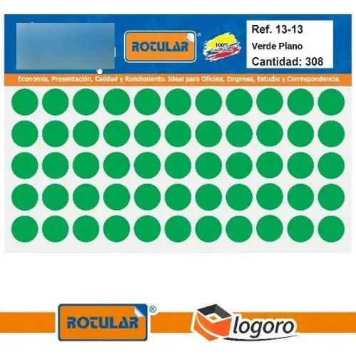 Rotulo Adhesivo Redondo Verde 1.9 Cm X 160 Pcs Verde