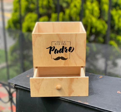 Caja Madera Para Regalo Ancheta Día Del Padre 20x20x18cm Madera