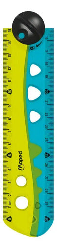 Regla Flexible Maped Croc Croc De Plástico Turquesa Y Amarillo 30 Cm
